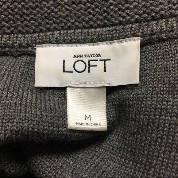 Ann Taylor LOFT Sweater Dress Cowl Neck Gray Wool Blend Med Cinched Short Sleeve - Picture 3 of 4